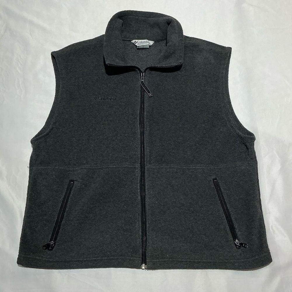 Columbia Fleece Vest Mens XL Gray Casual Hiking Outdoors Full Zip